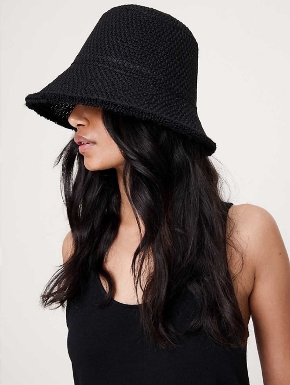 NWT Hat Attack Black Penny Woven Bucket Hat One Size